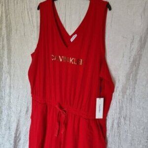 Calvin Klein  Red Cotton Jumpsuit Women's sz 3X NWT